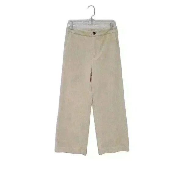 NWT Lucy Paris "Bruna" Ivory Corduroy Wide-Leg Cropped Pants – Size M - Picture 2 of 7
